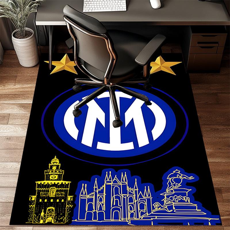 Inter FC Crest Printed Office Carpet Chair Cushion  Entryway Rug, Rugs for Living Room, Bedroom Christmas gifts