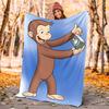 Curious George Flannel Blanket Soft Warm All-Season Throw, Design for Camping, Car Travel, Hiking Sofa, Bed, Office Perfect Gift for Parties