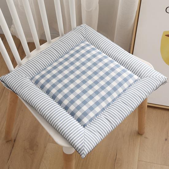 Cotton Linen Seat Pad Square Plaid Chair with Ties, Breathable Cushion, Buffalo for Hard Chairs Check Dining Cushion Home Office Chair, 16 X Inch Soft