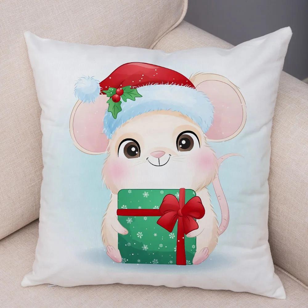Nordic Kids Room Dog Fox Panda Cow Pillow Case Decor Cute Cartoon Animal Merry Christmas Soft Plush Cushion Cover for Sofa Home