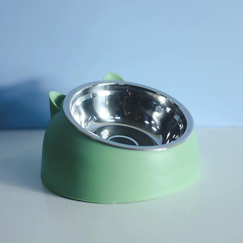 Eco-Friendly1PC Stainless Steel Cat Bowl, 15° Inclined Pet Food Dish with Non-Slip Base, Anti-Choke Feeder for Cats/Kittens/Dogs