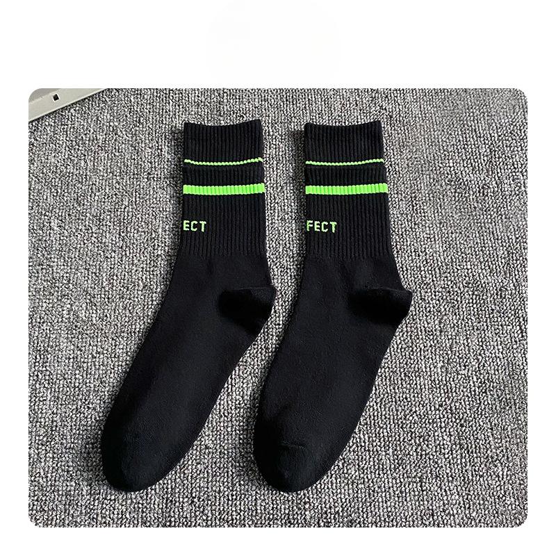 

Мужские летние трендовые носки с надписями из чистого хлопка для баскетбола 1 pair чёрный/зелёный