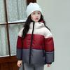Tri Color Kids Hooded Short Down Jacket Warm Winter Outerwear For Boys And Girls