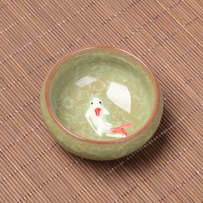 Cracked Ice Ceramic Zisha Tea Cup Set: Portable Gongfu Tea Tasting Set, Ideal for Weddings and Festivals.