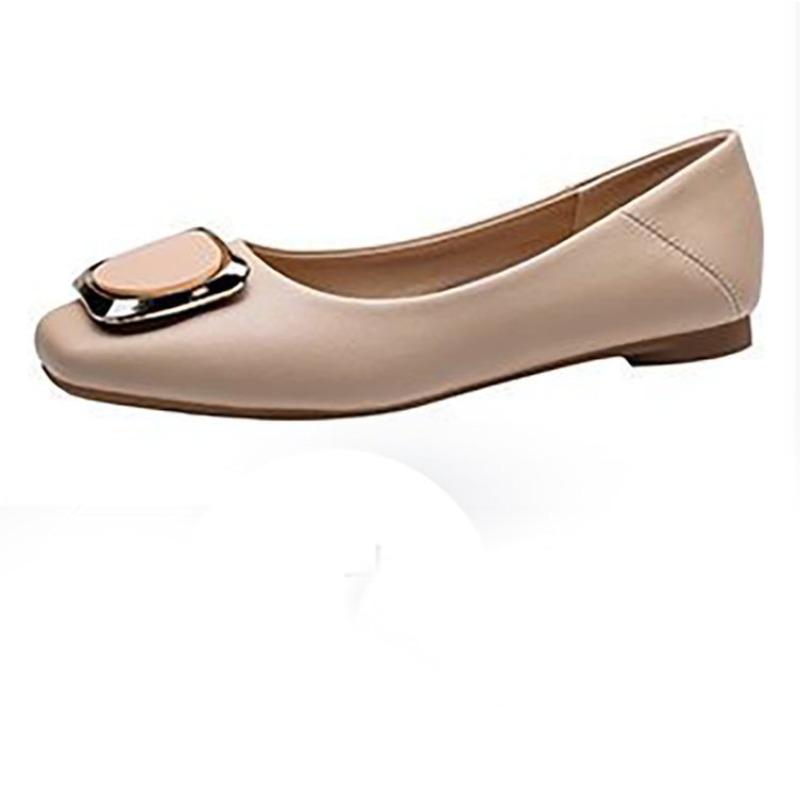 Flat-bottomed Soft Leather Single Shoes for Women's Autumn New Models Go To Work with a Soft Sole with a Skirt Temperament Doudou Shoes