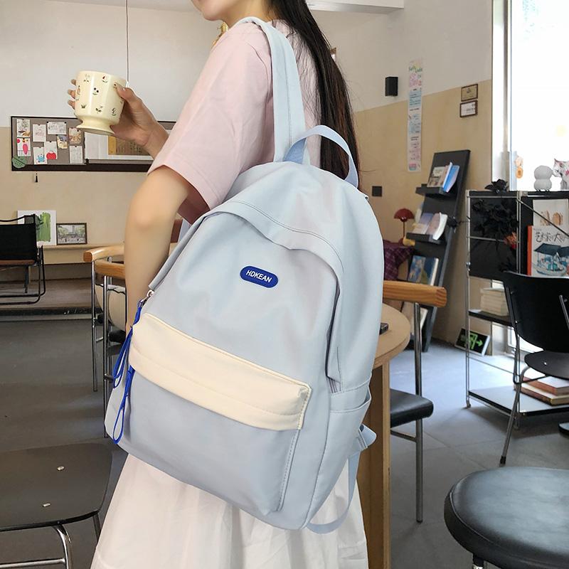 Middle School Student Contrast Color Schoolbag Women's Computer Backpack Lightweight Backpack