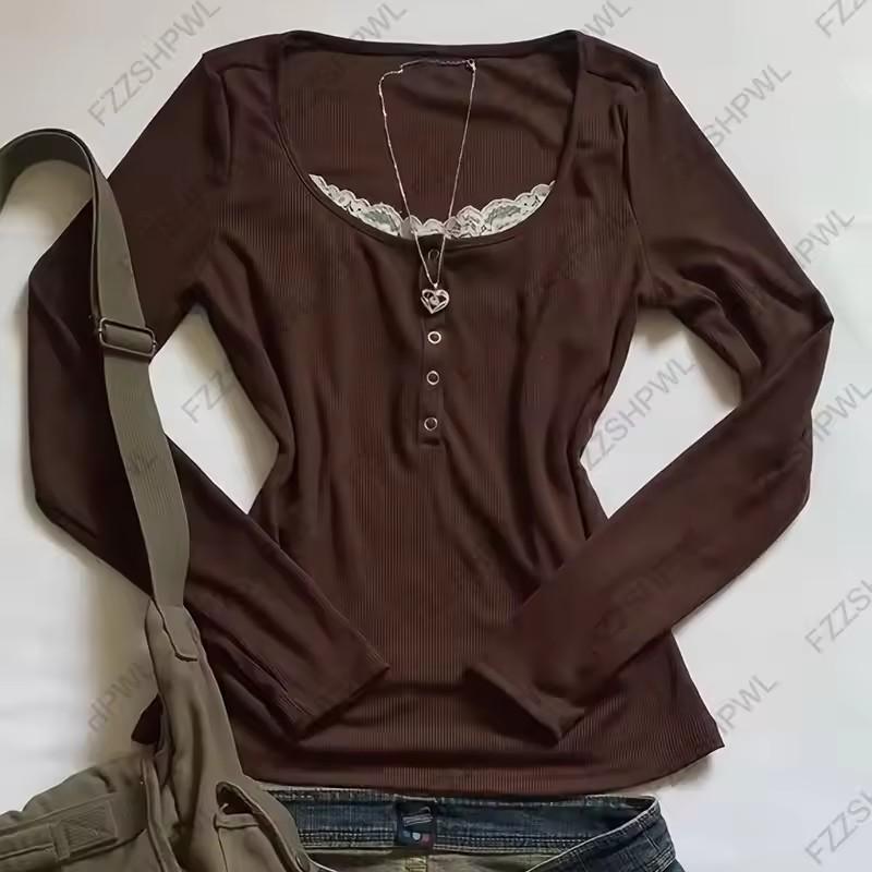 Lace Aesthetics Graphic Print Casual Gothic Y2k Casual Retro Spicy Girls Hip Hop Crop Top Punk Streetwear Long Sleeve T-shirt