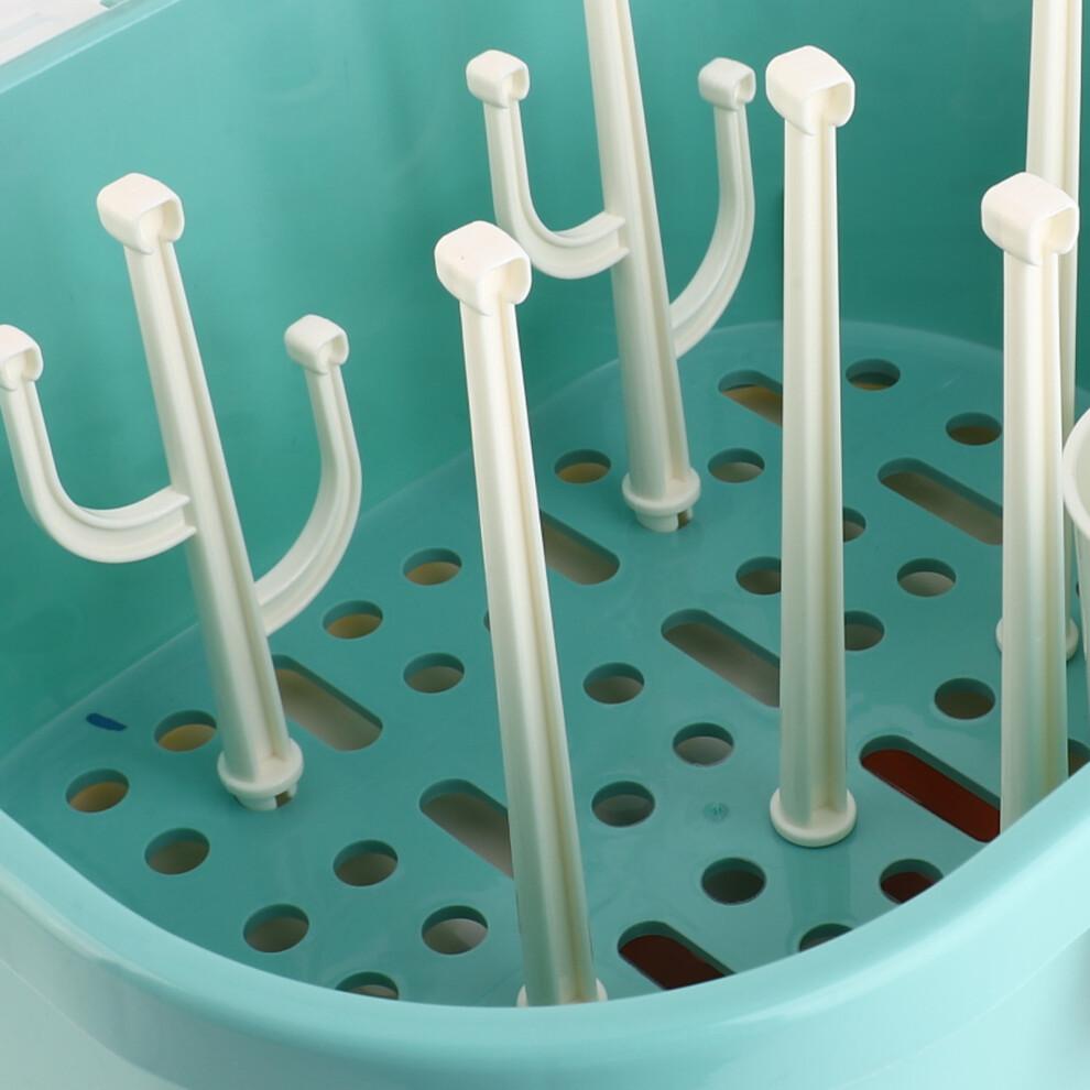 Nursing Bottle Storage Box Compact Household Dustproof Draining Thickened Plastic Baby Bottle Storage for Home Green