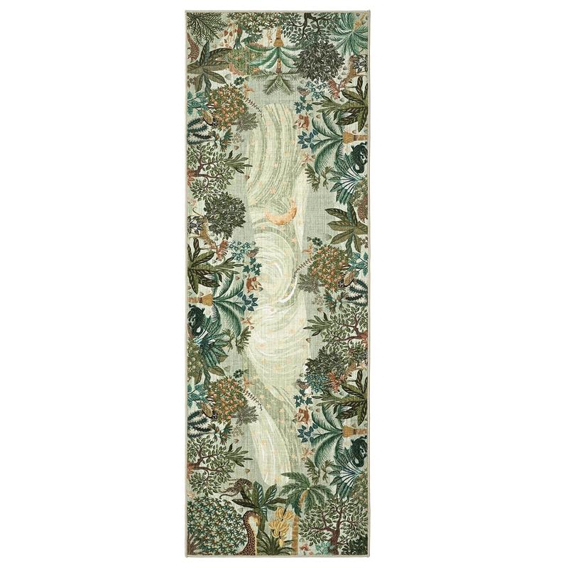 

Hallway Rug Corridor Carpet Non-slip Machine-washable Floor Mat Brown Animal Floral Rugs Long Kitchen Mats Home Decor Alfombra 60x180cm