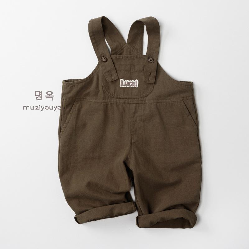 Unisex Kids Korean Style Casual High Waist Suspender Long Overalls Pants
