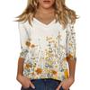 3/4 Length Sleeve Womens Tops Summer Trendy  V-Neck Blouses Dressy Casual  T-Shirt Summer Outfits Beach Vacation