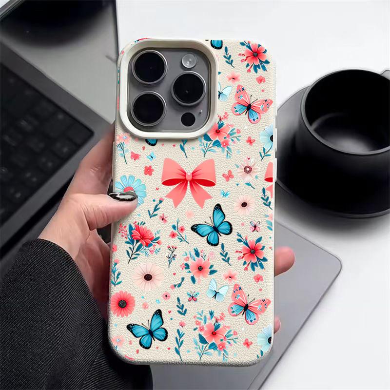 Butterfly Flowers Case For iPhone 16 Pro Max 15 14 13 12 11 Shockproof Slim Soft Silicone Case Cover