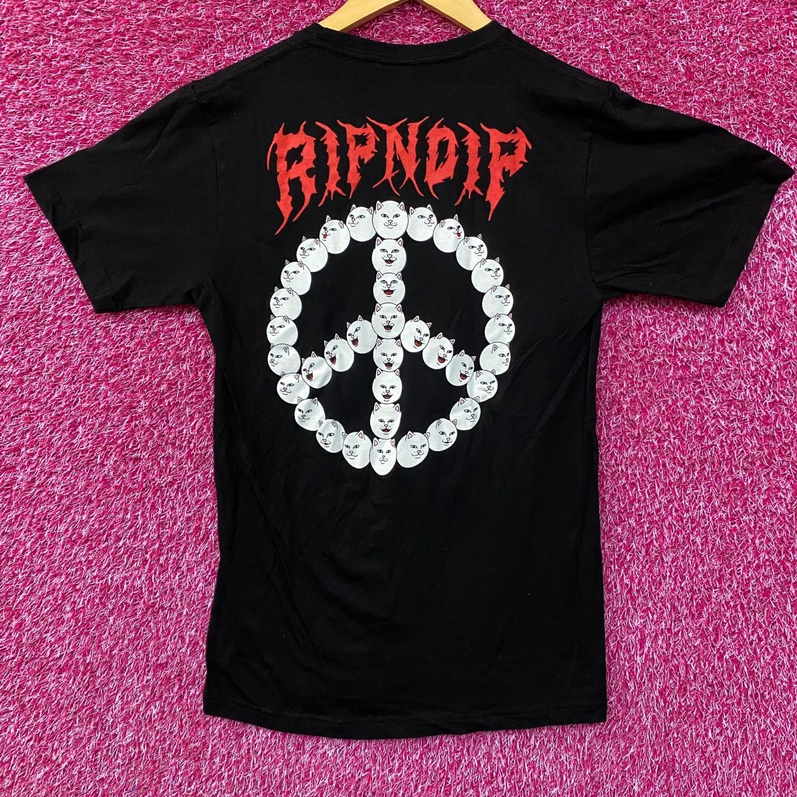RIPNDIP Expression Peace Sign Lord Nermal 100% Cotton T-shirt Mens Tees Tops M