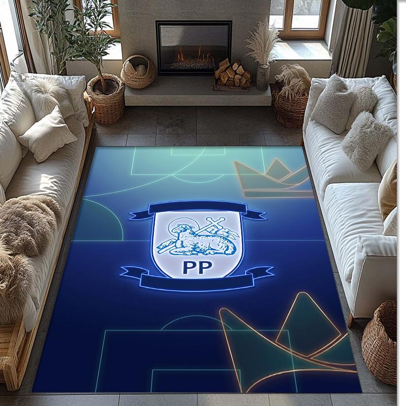 Tappeto in Velluto di Cristallo con Stampa del Preston North End Football Club, Comodo Assorbente d'Acqua Antiscivolo per Pavimenti Interni