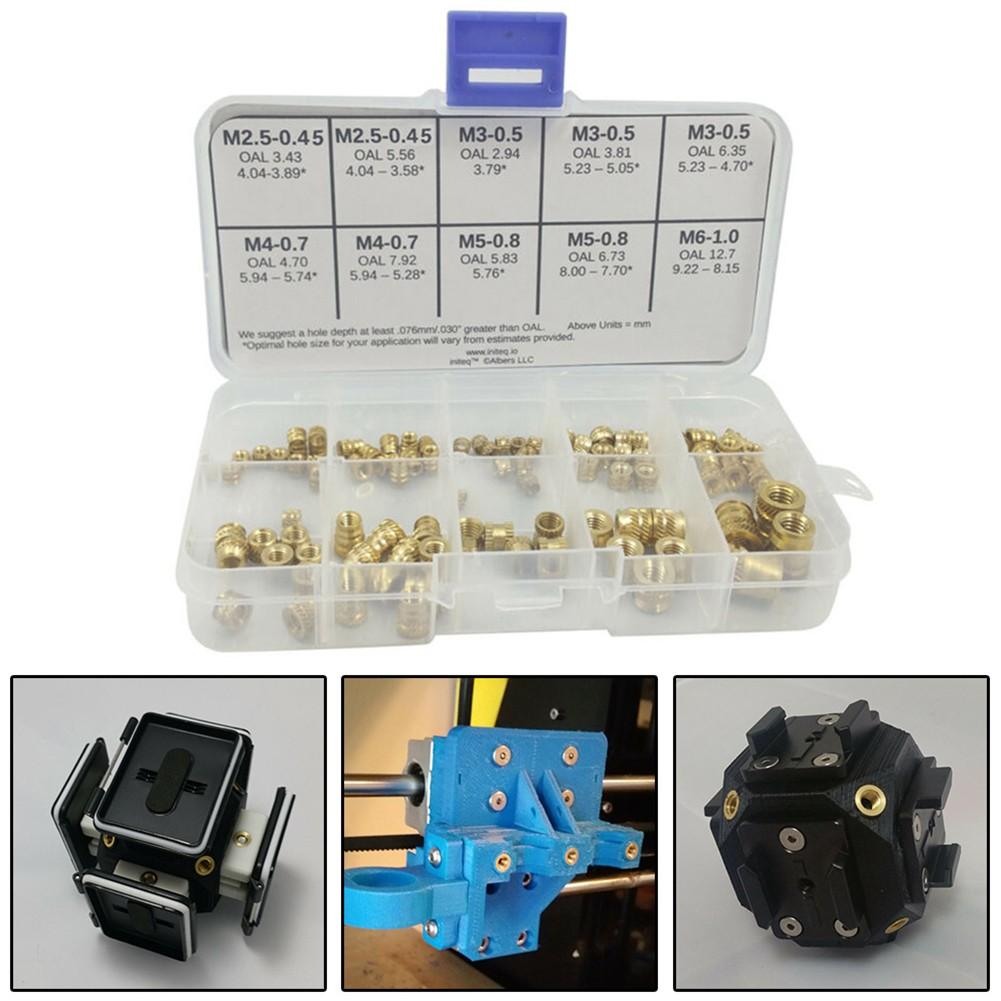 94pcs Assortment A Metric Metal Threaded Heat Set Screw Inserts for 3D Printing