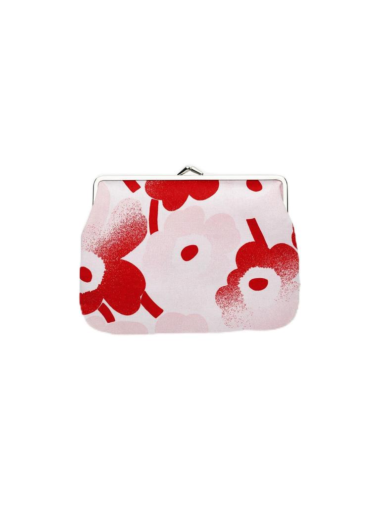 Marimekko Mini Unikko Haivahdys Puolikas Kukkaro Clasp Pouch, Women's, 52152259473821, Light Pink and Red
