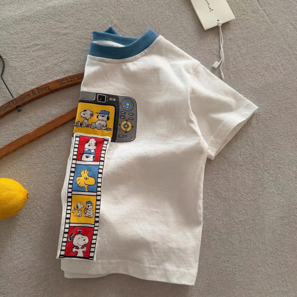 Kids Cotton Short Sleeve T Shirt with Cartoon Print for Boys and Girls Summer Wear