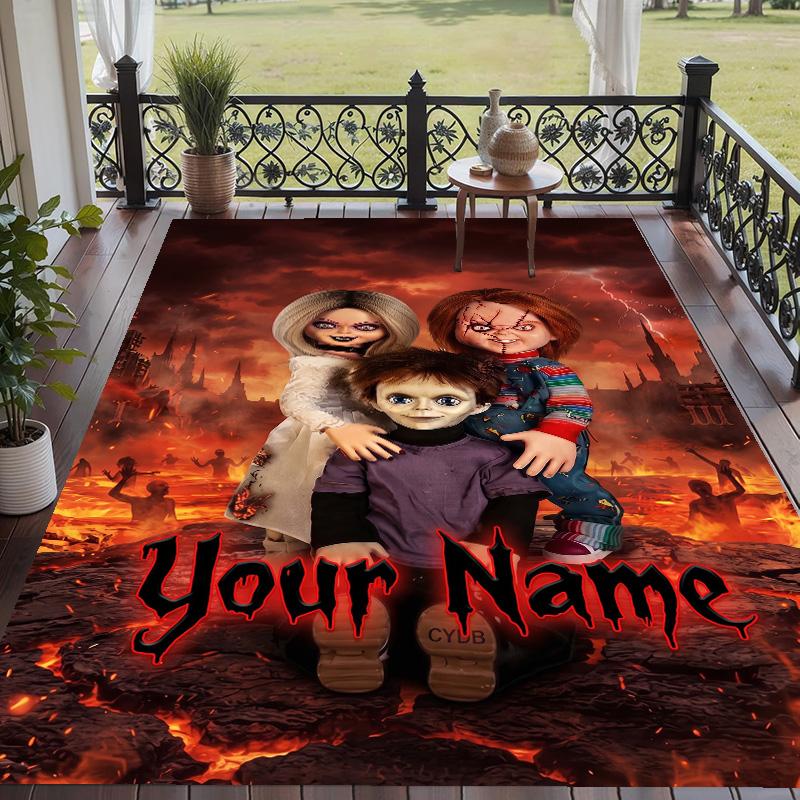 Custom Text Child's Play Chucky Tiffany Pattern Floor Rug Soft Indoor Carpet Mat Living Room Bedroom