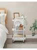 SONGMICS 3-Tier Storage Cart, Rolling Utility Cart, Metal Mesh Shelves, 2 Removable Pegboards, 2 Hanging Holders, 4 Hooks