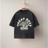 Sommer Lässiges Kinder Oberteil mit Tiger und Dinosaurier Druck Rundhals T-Shirt