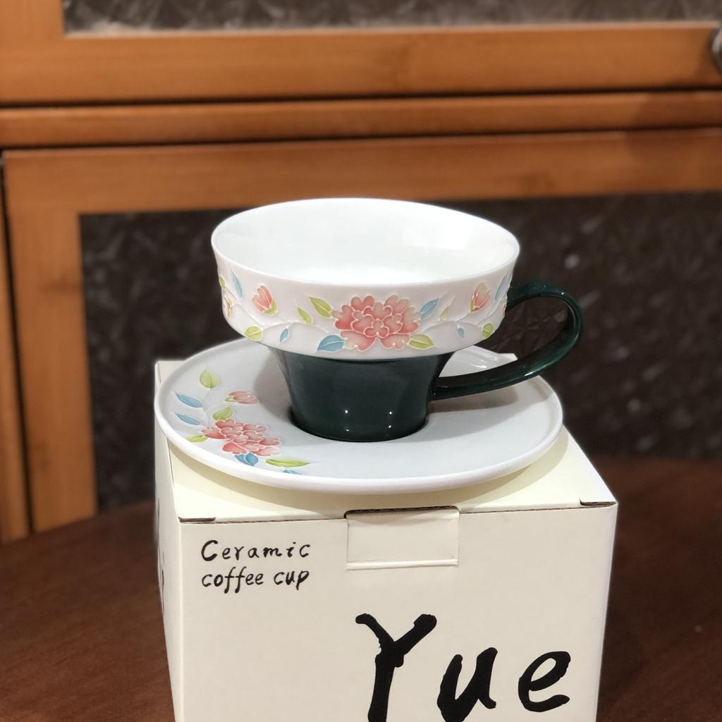 Peony Flower Pattern Ceramic Cup&saucer Dining Table Coffee Mug Milk Tea Mugs Afternoon Tea Teacup Fruit Juice Container