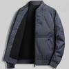 Herren Baumwollmantel Einfarbig Stehkragen Langarm Lässiger Baseballstil Mantel mit Taschen Winter Verdickt Warm Oberbekleidung