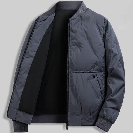 Herren Baumwollmantel Einfarbig Stehkragen Langarm Lässiger Baseballstil Mantel mit Taschen Winter Verdickt Warm Oberbekleidung