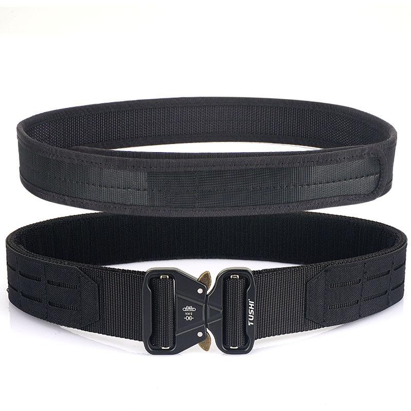 New Men'S Commuting Belt With Automatic Buckle Nylon Waistband, Outdoor Leisure Versatile Double-Layer Thick Belt