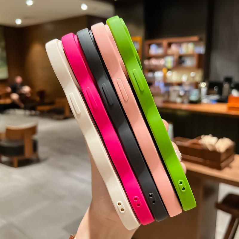 Wave Edge Solid Colo Phone Case For IPhone 16 15 14 Pro Max 13 12 11 Xr Xs 7 8 Plus SE2/SE3 TPU Soft Back Cover