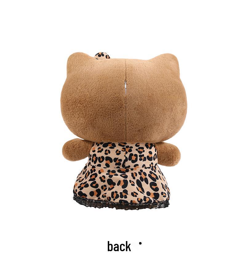 Large Black Leopard Print Hello Kitty Plush Pillow Doll