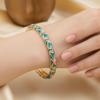 Exquisite Painting Enamel Flower Bangle Lightweight Metal Rhinestone Thin Bracelet  Beach Vacation