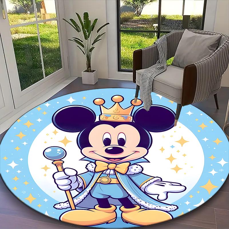 1pc Round Rug Appropriate for Office, Mickey Mouse Galaxy Sparkle Floral Carpet, Versatile Printed Chair Rug, Durable Home Sofa Carpet