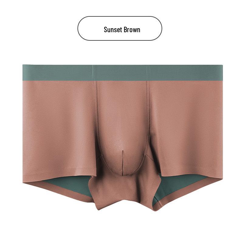 Men s Mid-Waist Seamless Modal Underwear - Color Block, Breathable, Antibacterial, Plus Size Option