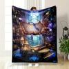 Wizardry Themed Blanket with Floating Grimoire Design Bedroom Blanket for Livingroom Couch Lunch Break Soft Throw for Friend's Festival Gift