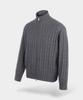 BIRBANTE Washable Cotton Cable Two-Way Knit Zip-Up - Grey