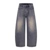 Mens Loose Fit Wide Leg Denim Pants Vintage Washed Straight Cut Streetwear Jeans Fall