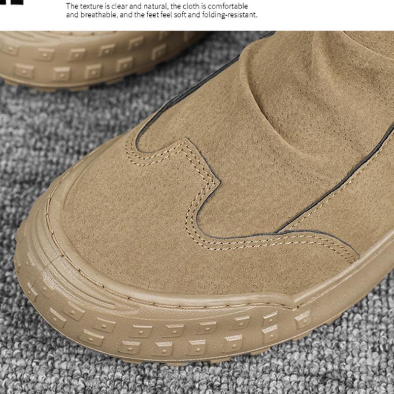 Suede Shoes for Men High Quality Anti Slip Men's Boots Fashion High Top Men Motorcycle Boots Outdoor Anti Slip Working Shoes New