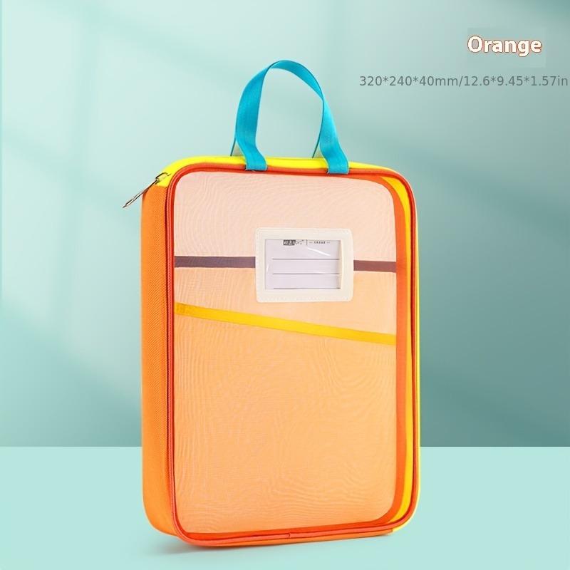 

3 Layer A4 Document Organizer Bag,Transparent Front & Side Pockets,Durable Nylon File Folder for Office Papers,Pens & Notebooks помаранчевий