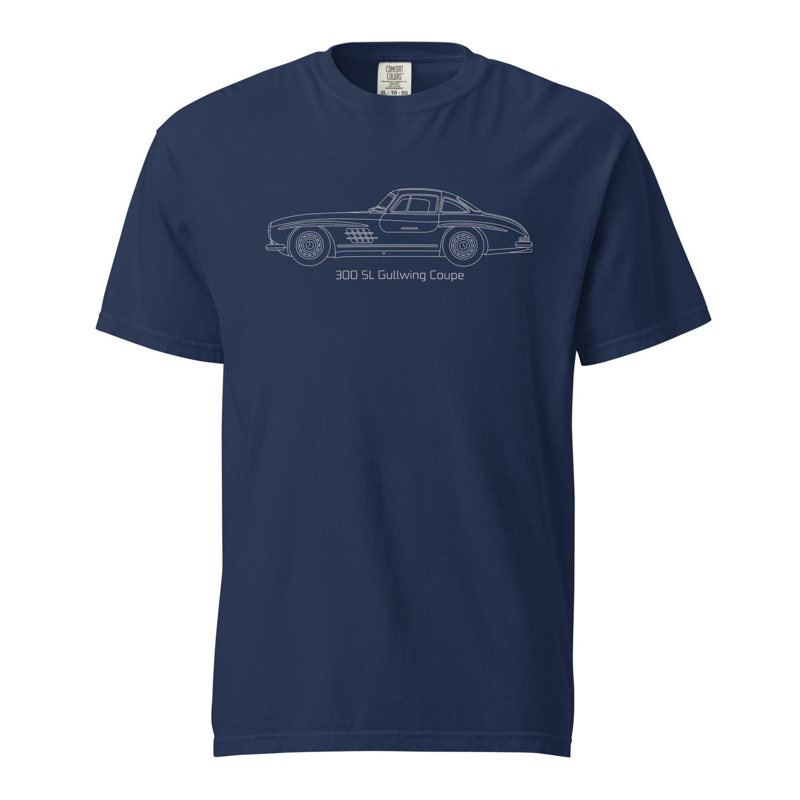 300 SL Gullwing line art Vintage Sports Car illustration Unisex garment-dyed heavyweight t-shirt M