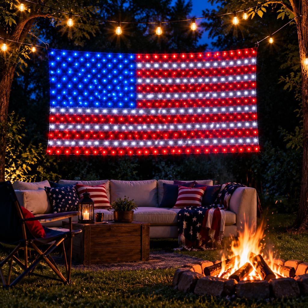 American Flag LED Net Light for Outdoor Holiday Decor