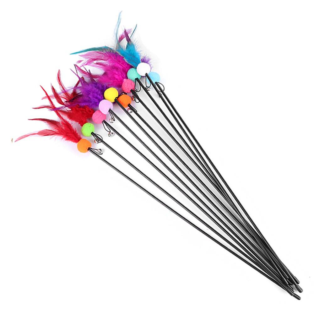 Linen Mouse Cat Teaser Wand with Bell - Boredom Relief Toy for Cats