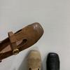 Soft-soled version~ retro carved square head shallow mouth single shoes flat-soled small leather shoes women's niche design French Mary Jane shoes