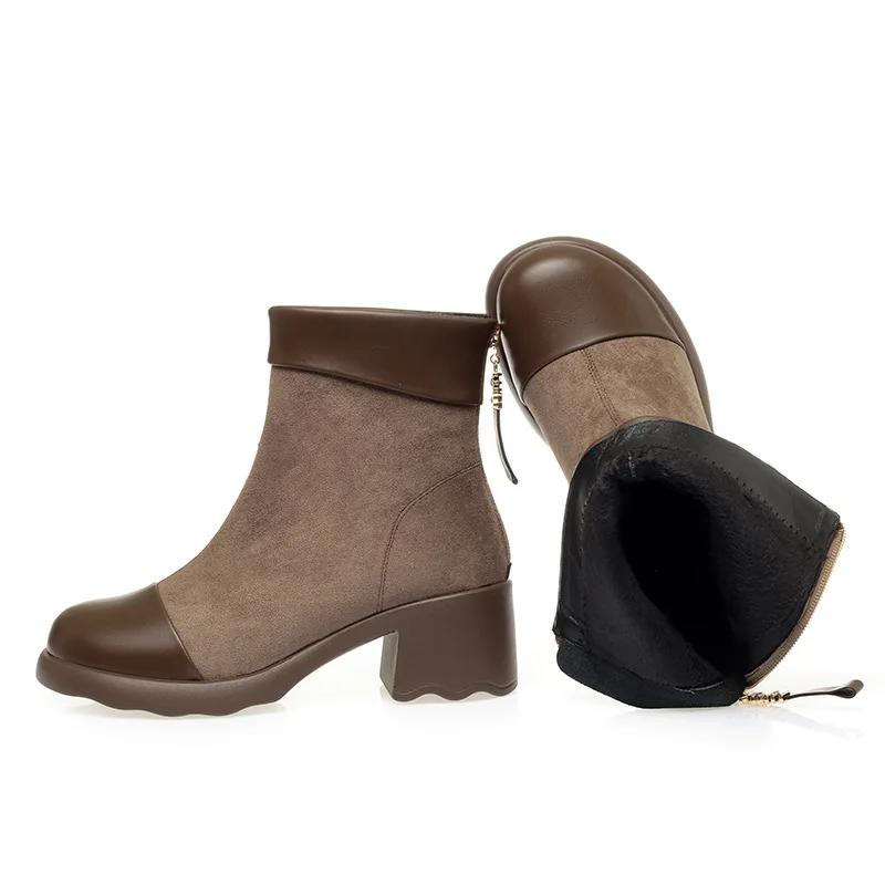 

Модные Новые Женские Сапоги Роскошные Дизайнерские Сапоги-Женская Обувь Зимняя Осенняя Обувь Водонепроницаемая Платформа Дополнительный Бархатный Каблук 5,5 см 40 хаки