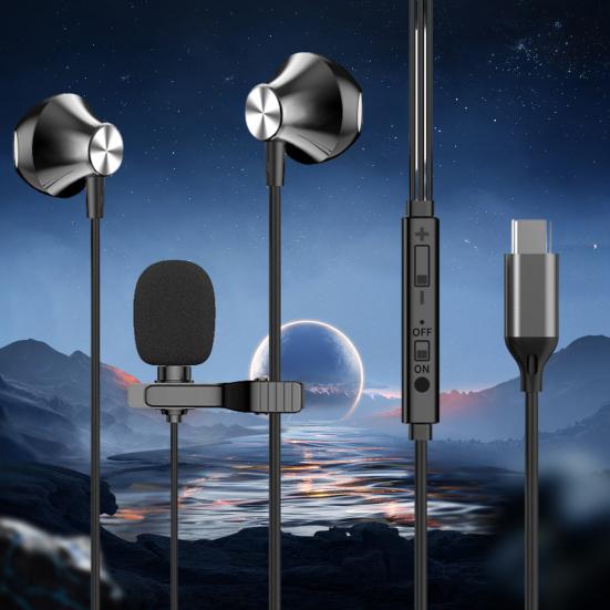 Wired Earphone with Microphone 3.5MM Type-C In-ear Noise Canceling HiFi Sound Line Control Recording Live Streaming Music Gaming Earbud Headphone