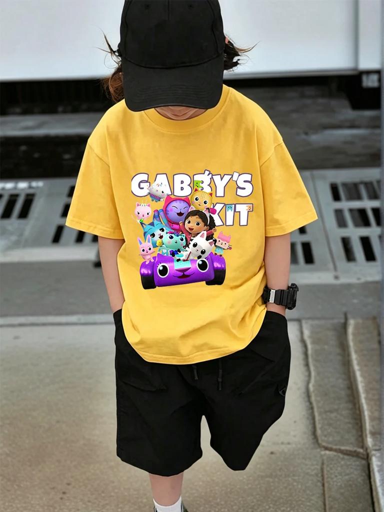 CatRat Gabby's Dollhouse Short Sleeve T Shirt Children Summer Cute Cartoon Crewneck Boys Girls Ages 3-14