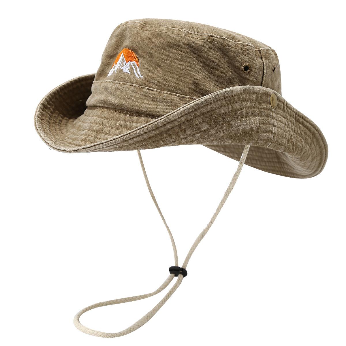 1 Stuk Retro Gewassen Zonneklep Voor Mannen En Vrouwen, Ademende Zonnescherm Bucket Vissershoed Zomer Buiten Reizen Wandelen Kamperen Hoed Bob One Size kaki