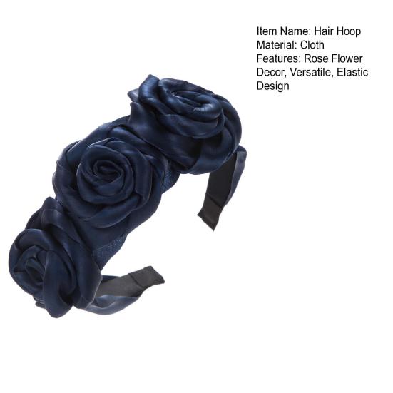 Hair Hoop 3D Rose Flower Decor High Elasticity Wide Headband Women Versatile Headband Daily Party Outing Hair Accessories