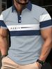 Print Design - Non-Textured Men'S Summer - Color-Blocked Print, with Trimmed Collar And Sleeves, Breathable Short-Sleeve T-Shirt, Suitable for Casual