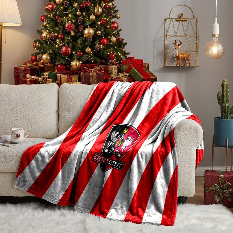 Exeter City Fc Crest Throws Blanket Flannel Blankets Plush for Couch Bed Gifts for Men Women Travel Picnic Blanket Christmas Fan Gifts