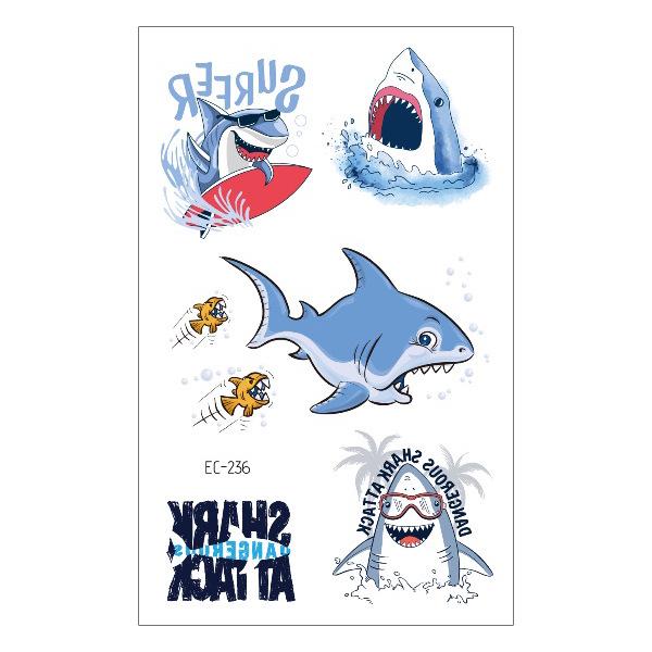 Waterproof Children's Pirate Shark Tattoo Stickers - Birthday Party & Cartoon Design